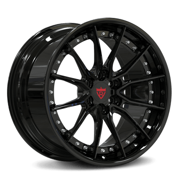 Custom black 19-inch staggered 2-piece forged Dodge Viper wheels RV-DB082 with 6 lug design for superior performance and control.